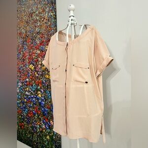 Monk & Lou blush tunic with metal rivet accents size M